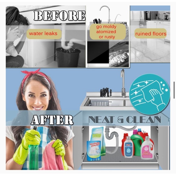 Under Sink rubber Mat for Kitchen Cabinet - 34 x 22 Inch - Picture 3 of 11